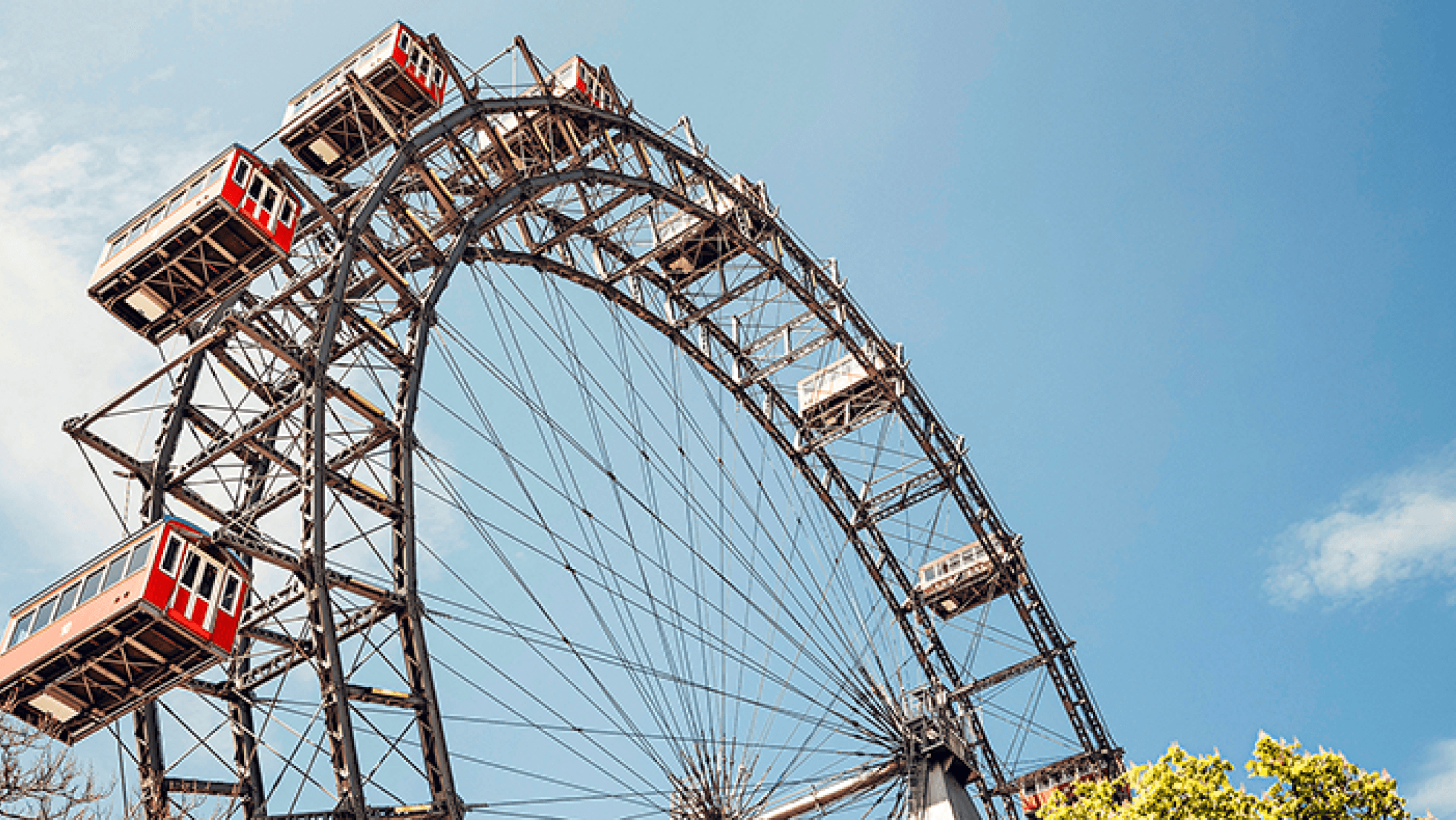 Das Wiener Riesenrad von unten fotografiert