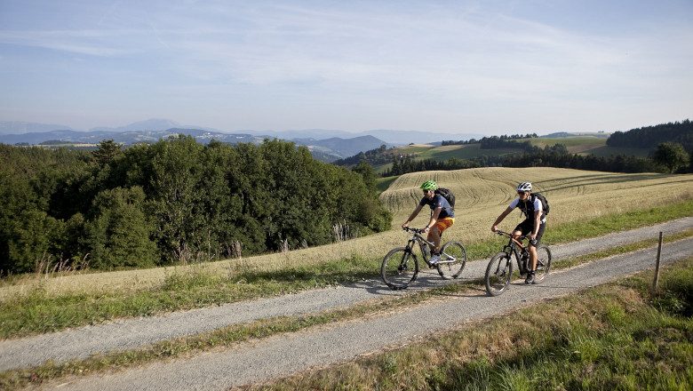 Radfahrer:innen am Radweg in der buckligen Welt
