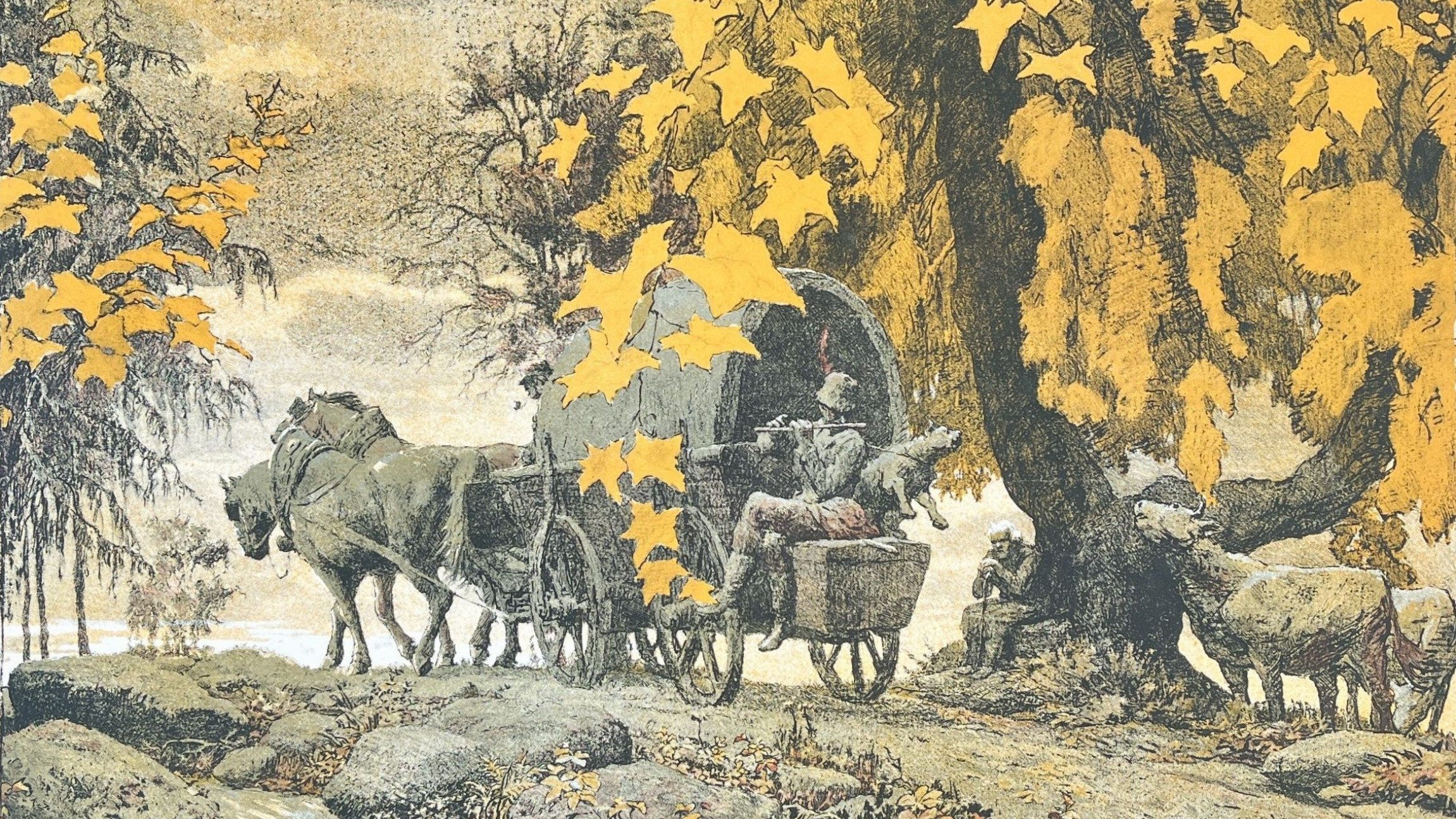 "Im Böhmerwald", Farb-Steinzeichnung von Ferdinand Staeger (1912)