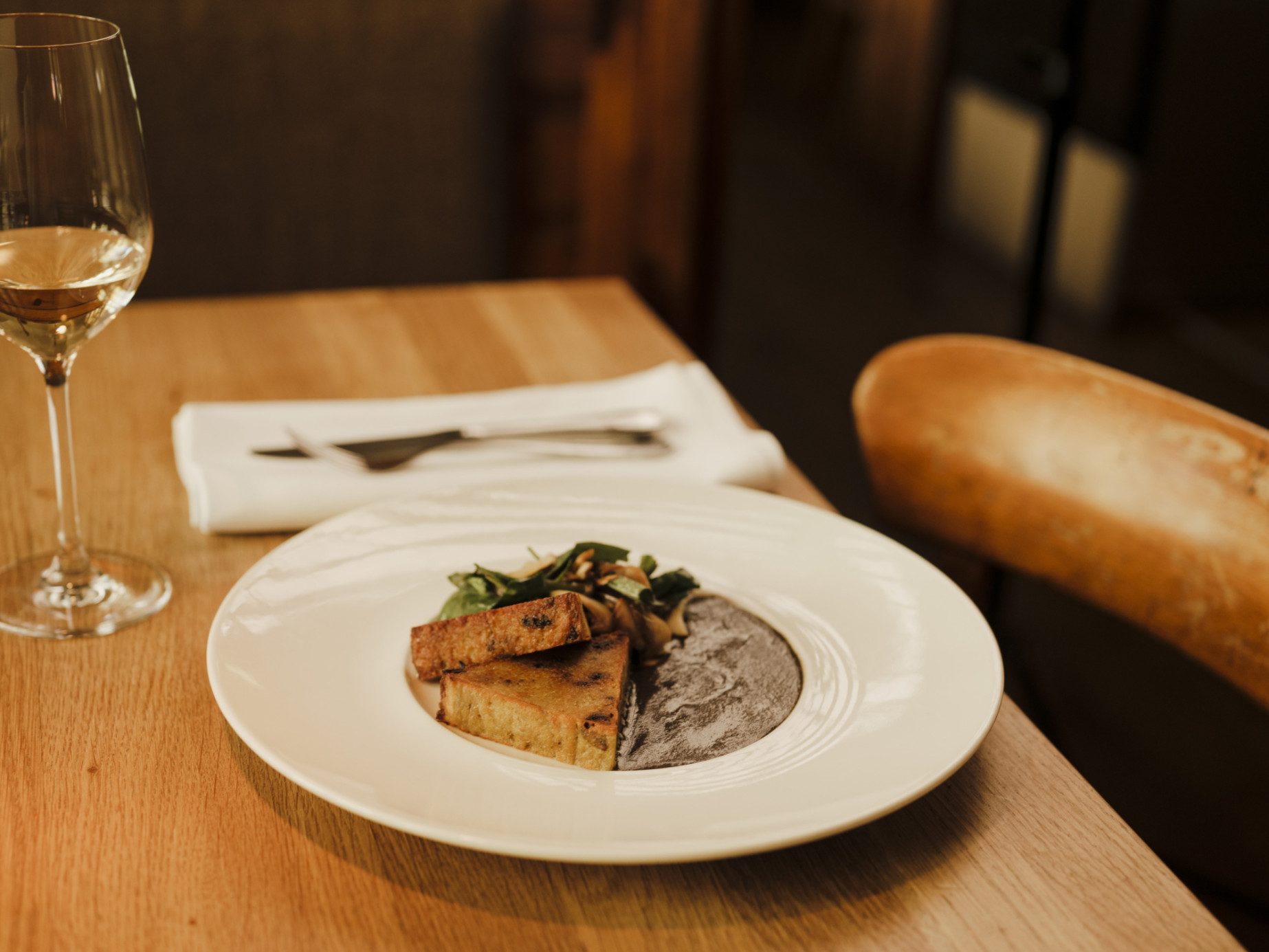 Erdäpfelterrine mit Herbsttrompetensauce