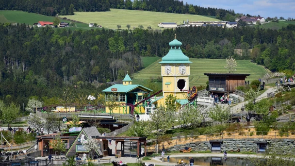 Blick über den Eis-Greissler Erlebnispark von oben.
